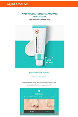 Hassas Ciltler İçin Nemlendirici Uyku Maskesi 80ml MISSHA APIEU Madecassoside Mask