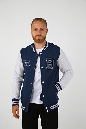 BRG İndigo-Melanj Erkek Kolej Regular Fit Ceket