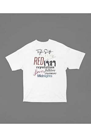Taylor Swift Albüm İsimleri Yazılı Unisex Oversize Tişört