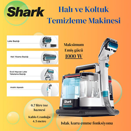SHARK StainStriker Kolay Taşınabilir Halı ve Koltuk Temizleme Makinesi Beyaz