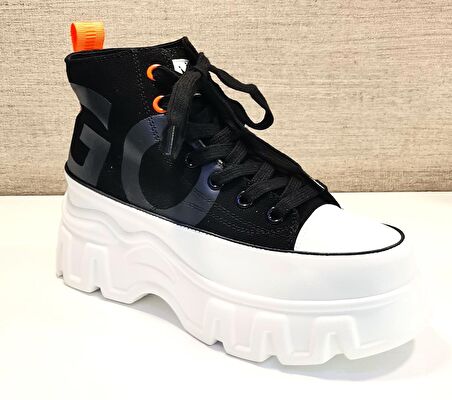 Guja 23k312-1 Kadın Kalın Taban Boğazlı Sneakers Ayakkabı Siyah