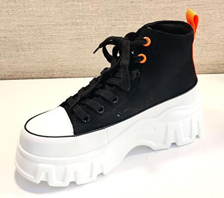 Guja 23k312-1 Kadın Kalın Taban Boğazlı Sneakers Ayakkabı Siyah