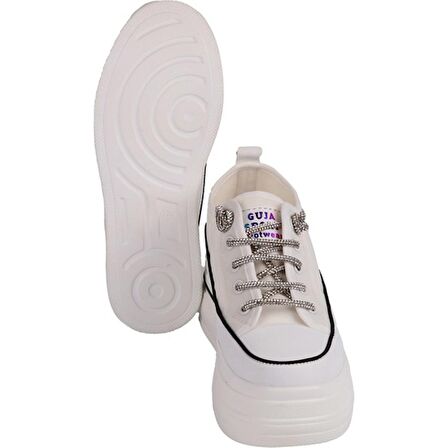 Guja 24y345-10 Kadın Kalın Taban Gizli Ökçeli Sneaker Ayakkabı Beyaz