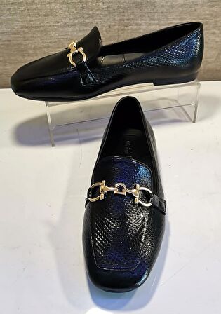 Aycan 1515 Kadın Baskılı Babet Ayakkabı Siyah