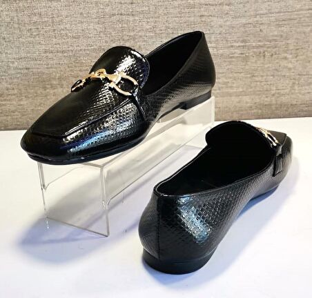 Aycan 1515 Kadın Baskılı Babet Ayakkabı Siyah