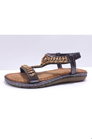 Guja 24y152-17 Kadın Taşlı Comfort Sandalet Gri