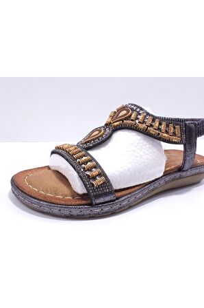 Guja 24y152-17 Kadın Taşlı Comfort Sandalet Gri