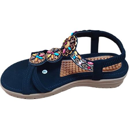 Guja 24y120-2 Kadın Taşlı Comfort Sandalet Siyah
