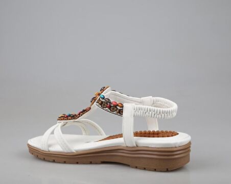 Guja 24y120-2 Kadın Taşlı Comfort Sandalet Beyaz