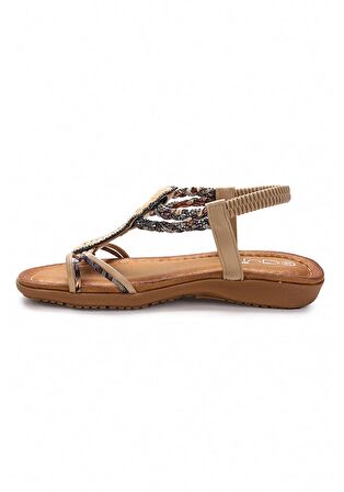 Guja 24y150-38 Kadın Taşlı Comfort Sandalet Bej