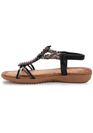 Guja 24y150-38 Kadın Taşlı Comfort Sandalet Siyah