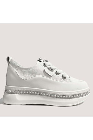 Guja 24k308-1 Kadın Taşlı Sneaker Ayakkabı Beyaz