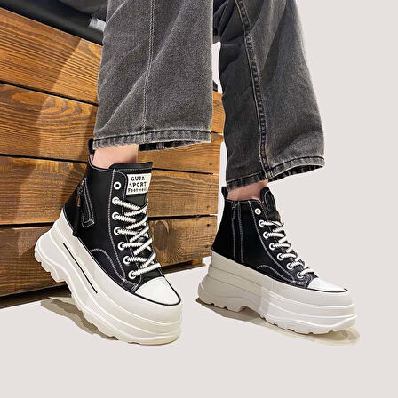 Guja 24k345-4 Kadın Casual Fermuarlı Bot Siyah