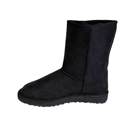 Tesas Orta Boy Kadın Peluşlu Bot Siyah