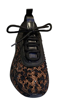 White Line Prens 116-2 Kadın Taşlı Sneaker Ayakkabı Leopar