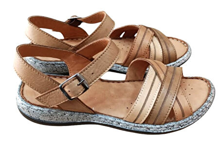 Castle Black 22382 Kadın Hakiki Deri Comfort Sandalet Taba