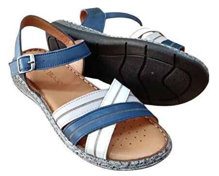 Castle Black 22382 Kadın Hakiki Deri Comfort Sandalet Lacivert