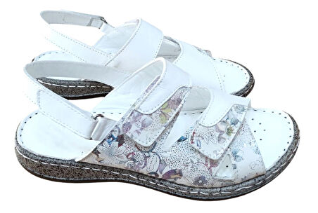 Castle Black 22383 Kadın Hakiki Deri Comfort Sandalet Beyaz