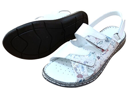 Castle Black 22383 Kadın Hakiki Deri Comfort Sandalet Beyaz