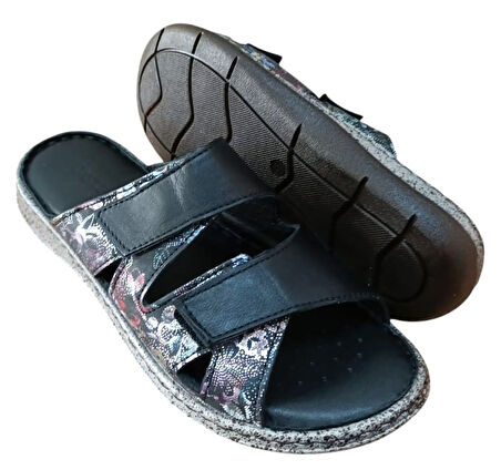 Castle Black 22366 Kadın Hakiki Deri Comfort Terlik Siyah