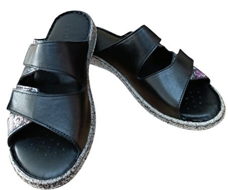 Castle Black 22366 Kadın Hakiki Deri Comfort Terlik Siyah