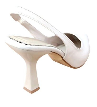 Şiko 809 Kadın Kadeh Ökçe Arka Açık Stiletto Ayakkabı Bej