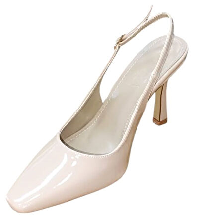 Flora 3030 Kadın Arka Açık Abiye Ayakkabı Nude Rugan