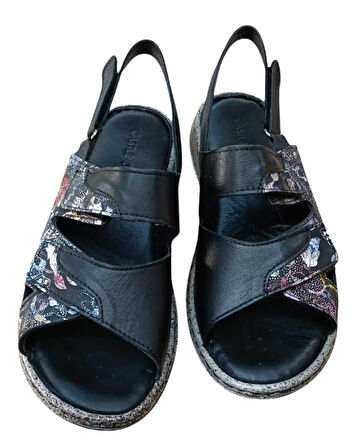 Castle Black 22383 Kadın Hakiki Deri Comfort Sandalet Siyah