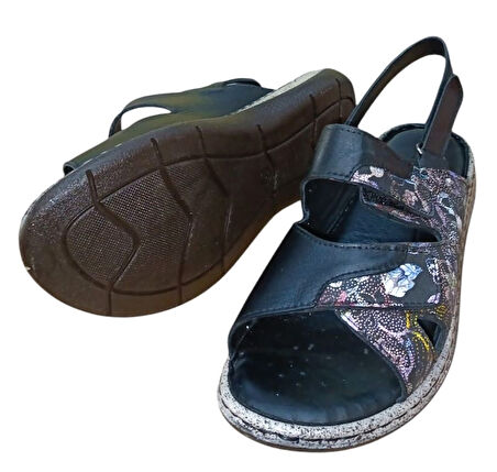 Castle Black 22383 Kadın Hakiki Deri Comfort Sandalet Siyah