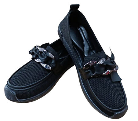 Swell Soft 45-57 Kadın Zincirli Triko Kapalı Günlük Babet Siyah