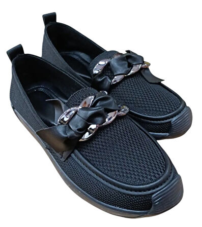 Swell Soft 45-57 Kadın Zincirli Triko Kapalı Günlük Babet Siyah