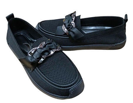 Swell Soft 45-57 Kadın Zincirli Triko Kapalı Günlük Babet Siyah