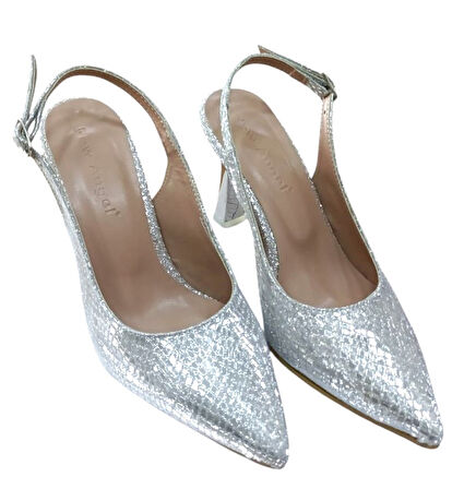 New Angel 892 Kadın Abiye Ayakkabı Gümüş