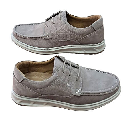 Wexperon W379 Erkek Hakiki Deri Bağcıklı Loafer Comfort Ayakkabı Nubuk Vizon