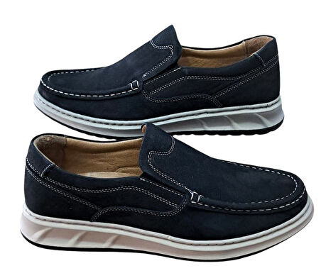 Wexperon W380 Erkek Hakiki Deri Bağcıksız Loafer Comfort Ayakkabı Nubuk Siyah