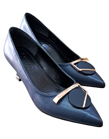 Stillo 524 Kadın Tokalı 5 Cm Kadeh Ökçeli Stiletto Lacivert