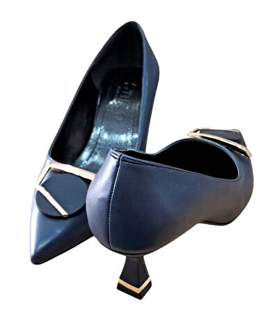 Stillo 524 Kadın Tokalı 5 Cm Kadeh Ökçeli Stiletto Lacivert