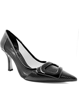 Mıcam 6525 Kadın Tokalı Tül Detaylı Stiletto Platin