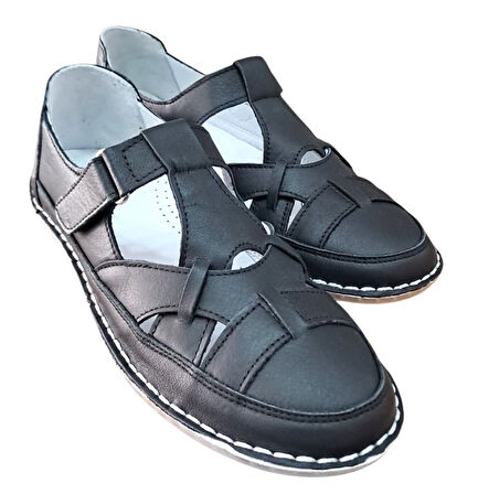 Fabbi 1025 Kadın Hakiki Deri Casual Comfort Ayakkabı Siyah