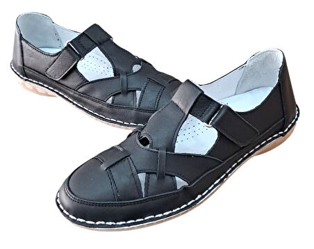 Fabbi 1025 Kadın Hakiki Deri Casual Comfort Ayakkabı Siyah