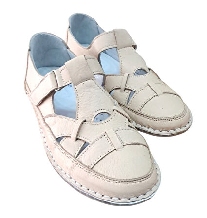 Fabbi 1025 Kadın Hakiki Deri Casual Comfort Ayakkabı Bej
