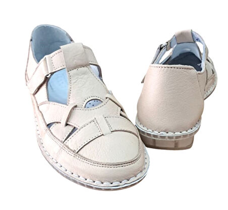 Fabbi 1025 Kadın Hakiki Deri Casual Comfort Ayakkabı Bej