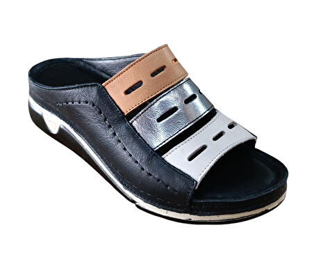 Ekinci M-20 Kadın Hakiki Deri Comfort Terlik Siyah