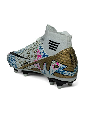 La Liga 565 Çocuk Çoraplı Çim Saha Kramponu Beyaz - Altın