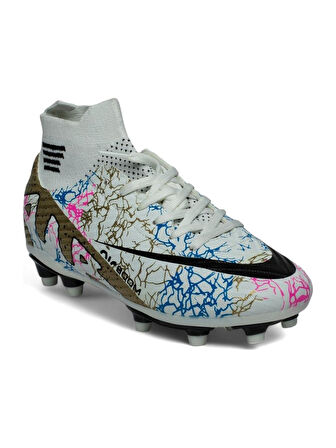 La Liga 565 Çocuk Çoraplı Çim Saha Kramponu Beyaz - Altın