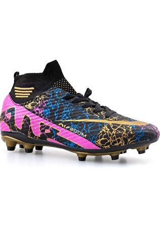 La Liga K565 Genç Çoraplı Çim Saha Kramponu Siyah - Altın