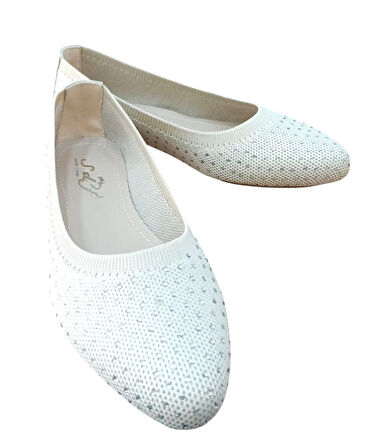 Sedef 243 Kadın Taşlı Triko Babet Ten