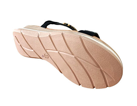 De Scarıo 2060 Kadın Taşlı Comfort Sandalet Siyah