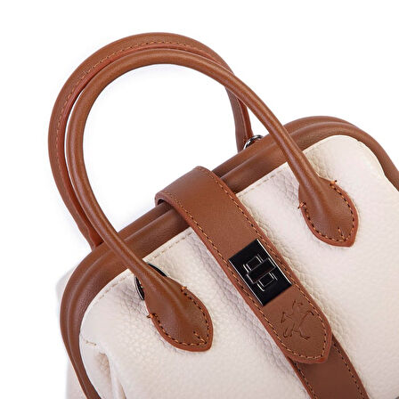 Nas 1426 Kadın Mini Boy Klipsli El Ve Postacı Çantası (20*13 Cm) Bej