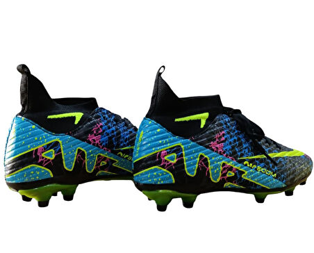 La Liga K600 Genç - Çocuk Çoraplı Çim Saha Kramponu Siyah - Sarı